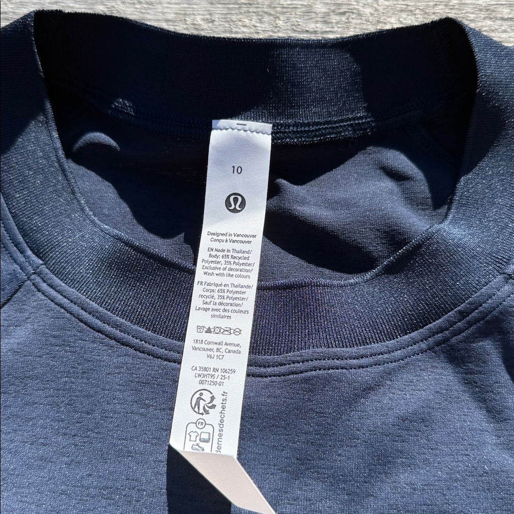 Lululemon Tennis Club Layered Long Sleeve True Navy White Size 10 NWT UPF 40+ - Picture 6 of 7